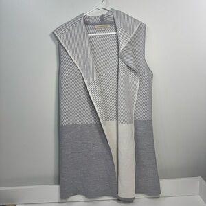 Lineamaglia Wool Blend Hooded Cardigan Sweater Vest Gray Large Soft Italy Lounge